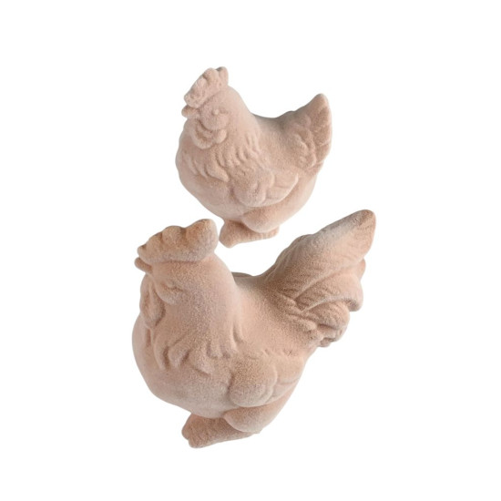 Фігурка для пасхального декору "Півник та курочка" пудра оксамитові 12см Рожевий (L00198.5)