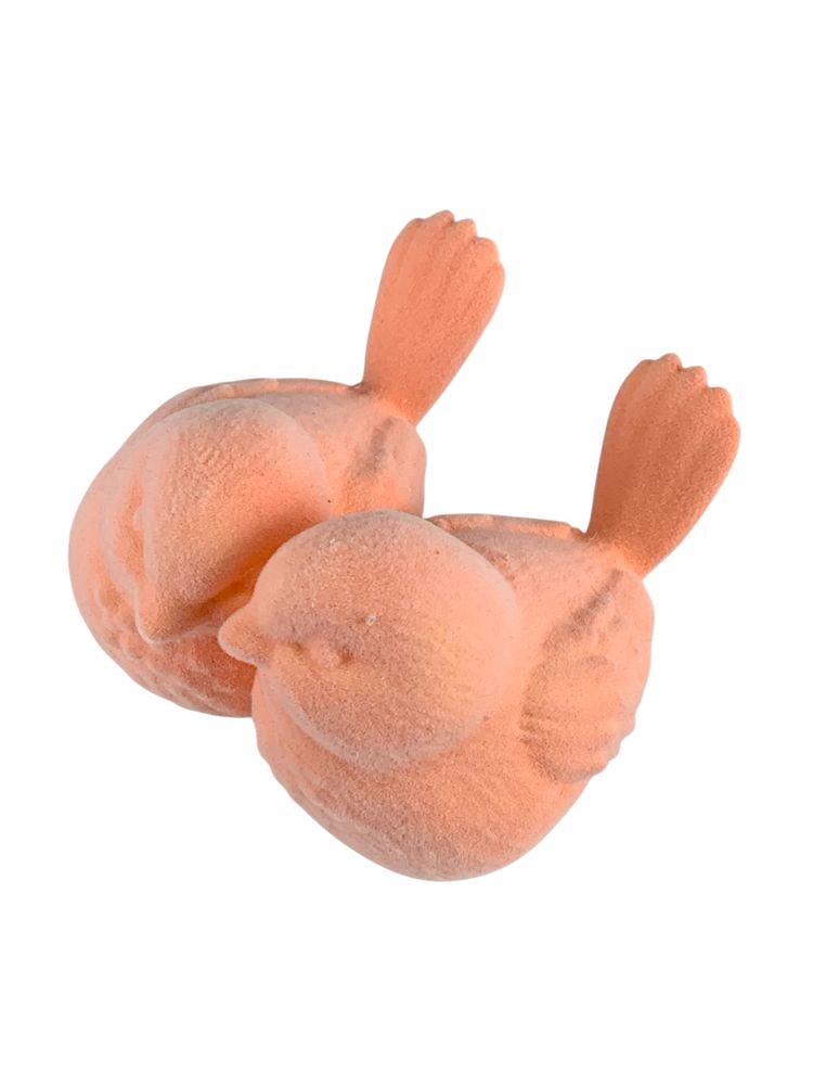 Фігурка для пасхального декору "Дві пташки" персикові оксамитові 12см Рожевий (L00217.3)