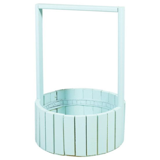 Корзина бирюза деревяная круглая большая BW-230 (BW-230 turquoise)