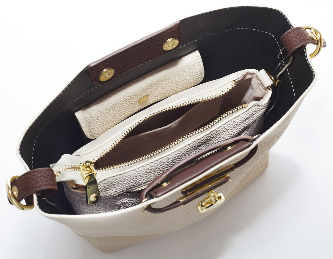 Сумка женская белая 21х26см + косметичка 14,5х22см  экокожа (921-3  white)