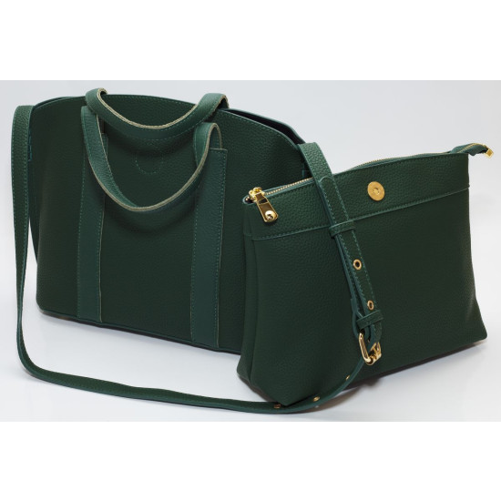 Сумка женская зеленая 24х36см + косметичка 21х27см  экокожа (7203  green)