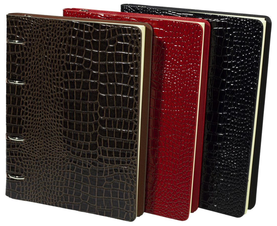 Ежедневник недатир. клетка "Кожа крокодила" А5, на кольцах, жел. бумаг (162315-А5NK)