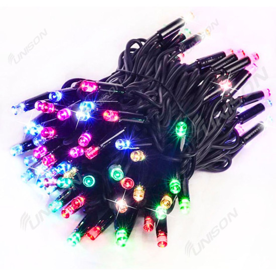 Вулична 100 LED+ FLASH,  10м,  чорн/каучук  2мм, мульті (1423-54)