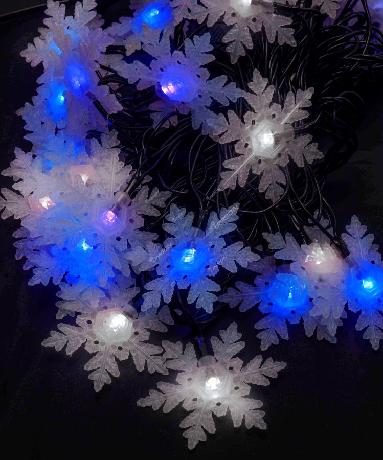 Фигурки 20 LED, "СНЕЖИНКА БОЛЬШАЯ", 5м + переходник, сине-белые Unison (1619-23)