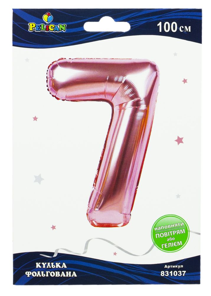 Цифра фольгована Pelican, "7" Рожеве золото 100см Рожевий Pelican (831037)