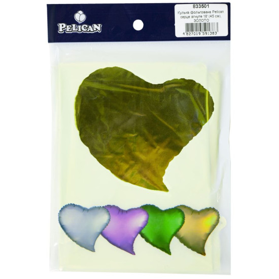 Кулька фольгована Pelican серце зігнуте 18' (45см) золото (5шт) Золотий Pelican (833501)