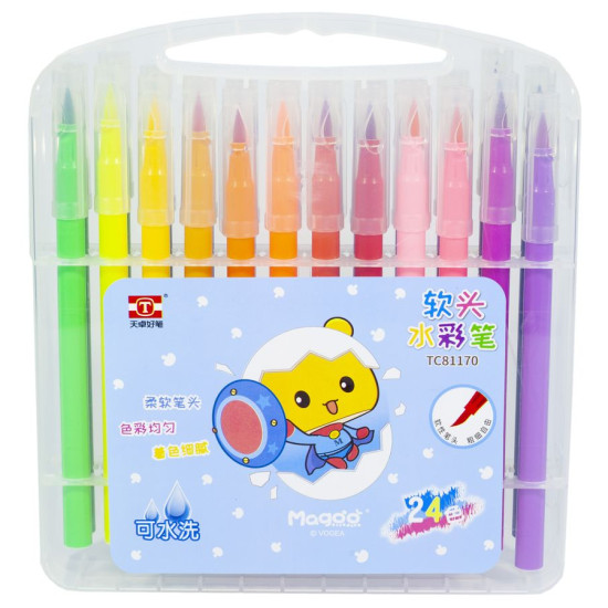 Набор кисть-фломастеры 24шт, пластиковый чемодан с ручкой, 81170TC-24 (81170TC-24)