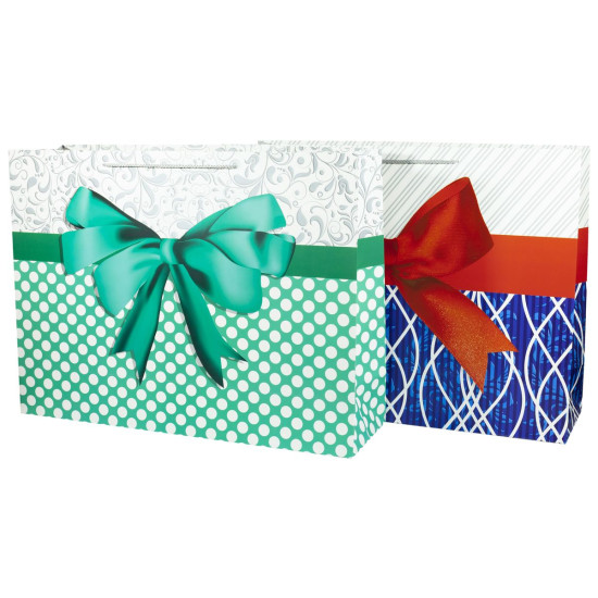 Пакет подарочный фольгированный, Бант  4дизайна, 210g  горизонтальный 59 x 44 x1 7cm (YM-H-1020-XL)