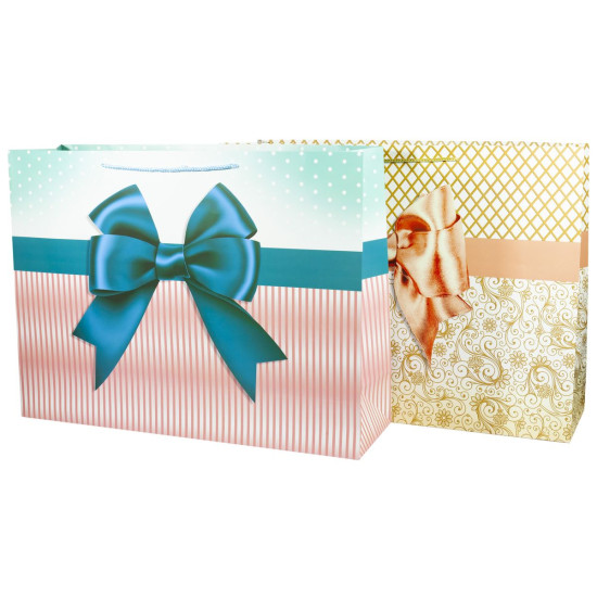 Пакет подарочный фольгированный, Бант  4дизайна, 210g  горизонтальный 59 x 44 x1 7cm (YM-H-1020-XL)