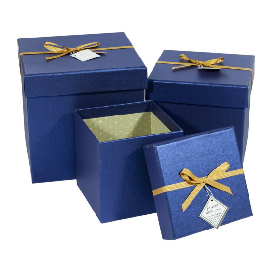 Подарункова коробка HL-501-15, квадратна синя, 17х17х17cm/14.5х14.5х14.5/12х12х12cm   3шт. в наборі (HL-501-15)