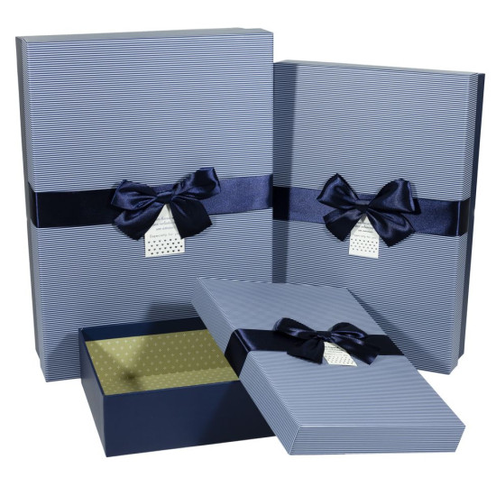 Подарункова коробка 105-25, прямокутна синя, 37.5х26.5х10cm/34х23х8/26.5х19х7cm   3шт. в наборі (105-25)