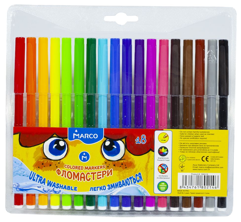 Фломастеры "Marco" 18 цветов, 1690-18FM (1690-18FM)