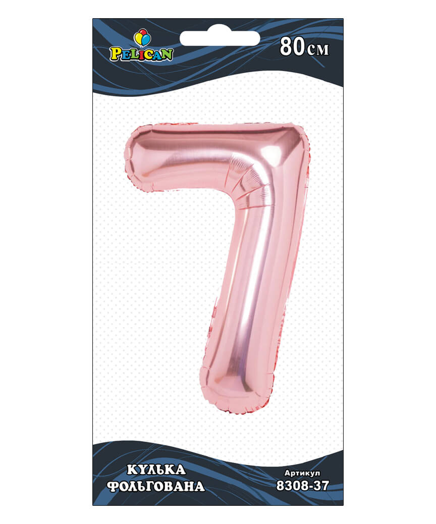 Цифра фольгована Pelican, "7" Рожеве золото 80см Рожевий Pelican (830837)