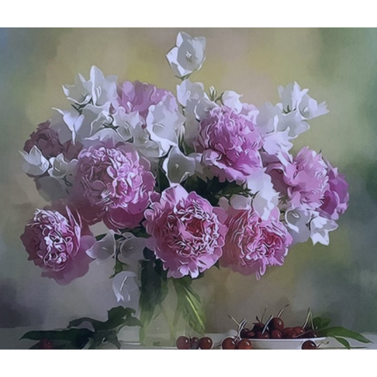 Картина по номерам "Пионы и колокольчики" 40*50см,крас.-акрил,кисть-3ш (9368EPH_B)