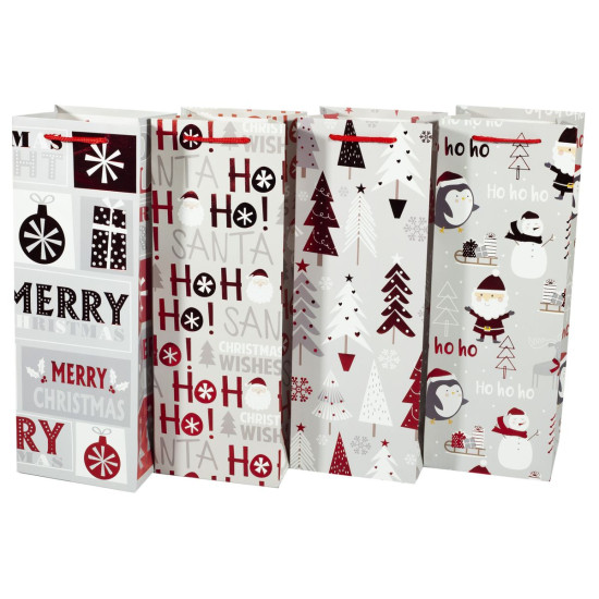 Подарочные пакеты новогодние  под бутылку 12.8*36*8.4см, Unison, 275JD (275JD)