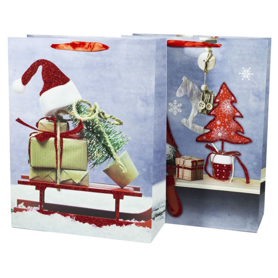 Подарочные пакеты новогодние 26*32*10cm с глиттером, Unison, 5179M (5179M)
