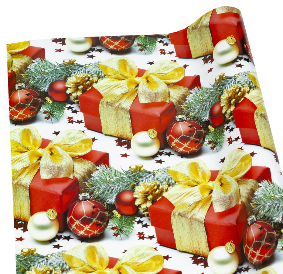 Папір новорічний крейдований для пакування подарунків 80г 100х70  -10 аркушів Різнокольоровий Unison (PVM10-71NY)