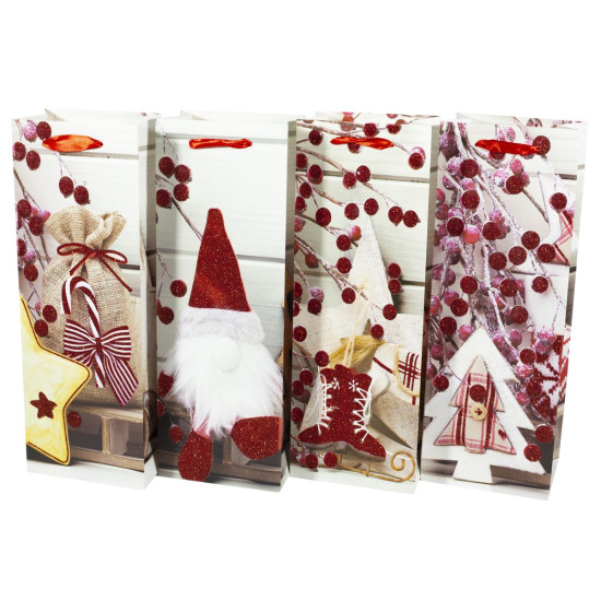 Подарочные пакеты новогодние  под бутылку 12.8*36*8.4см, Unison, 67JD Unison (67JD)