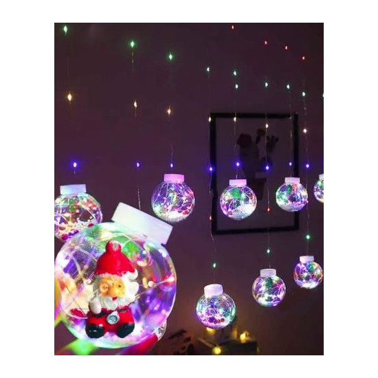 Гирлянда шарики - роса Санта 10шт  2.5м х 0,8м USB + пульт (белый теплый) Разноцветный Unison (1849-25)
