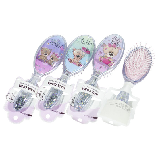 Расческа детская с блестками, что рассыпаются, с рисунком, мишки Unison (13813(S061))