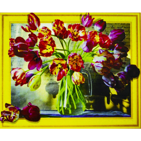 Алмазна мозаїка  3D за номерами 40*50см "Тюльпани" карт уп. (Полотно на рамі камені) (017)