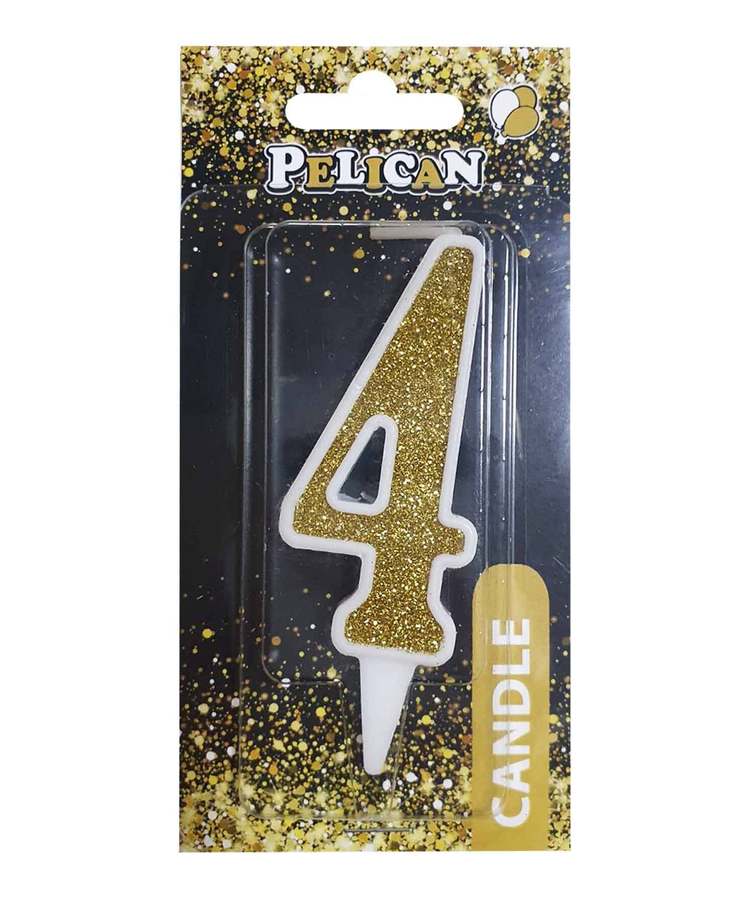Свеча для торта Pelican "4" ЗОЛОТО 7см Золотой Pelican (867014)
