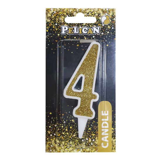Свеча для торта Pelican "4" ЗОЛОТО 7см Золотой Pelican (867014)