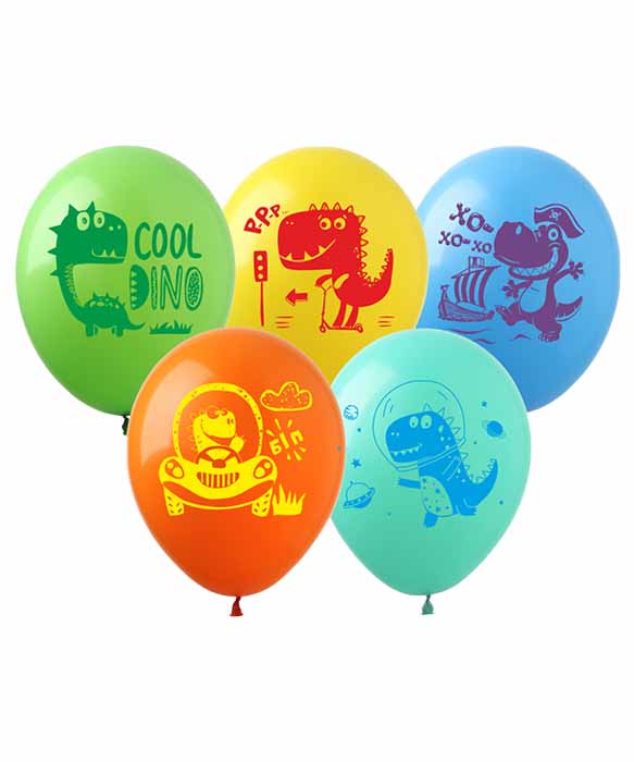 Кульки Pelican 12' (30 см)  "Динозаври" асорті  10шт/уп Різнокольоровий Pelican (828548)