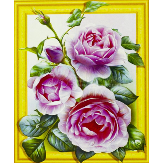 Алмазная мозаика  3D по номерам 40*50см "Розовые розы"019 (019)