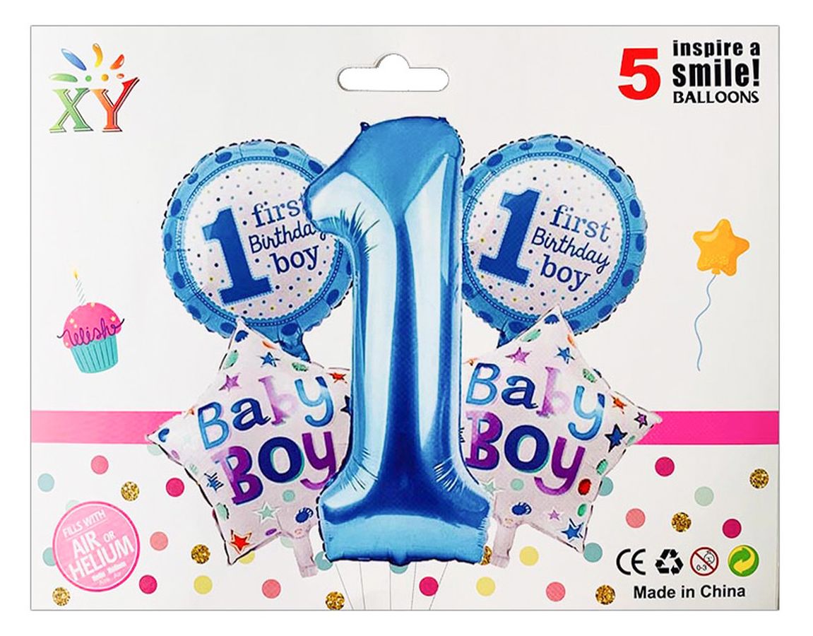 Набір з 5 кульок, 1 Рік для Хлопчика Синій Pelican (836937)