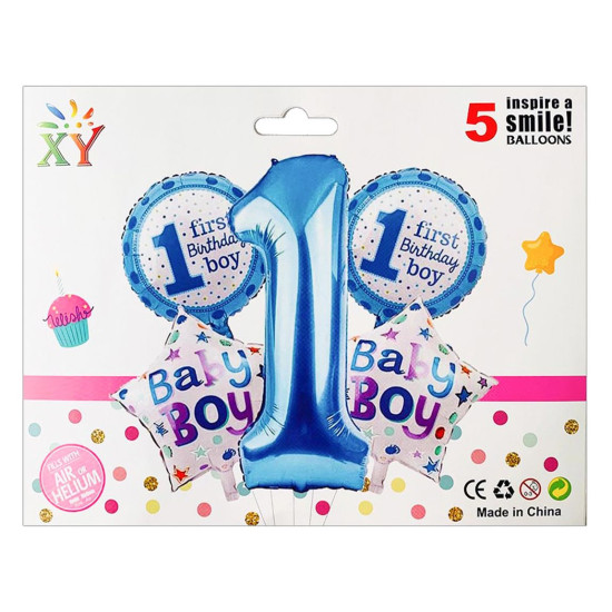 Набір з 5 кульок, 1 Рік для Хлопчика Синій Pelican (836937)