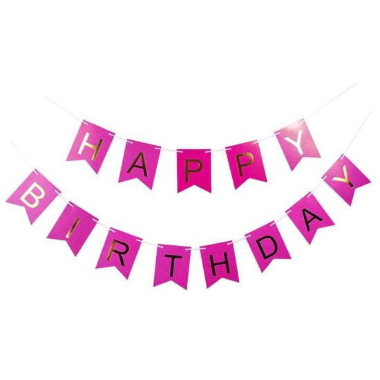 Гирлянда-флажки "Happy birthday"  16см, малиновый Unison (871051)