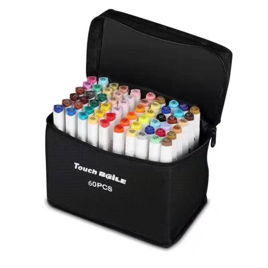 Скетч маркеры двухсторонние скошеный круглый наконечник 60 цветов Разноцветный Unison (BL-8760)