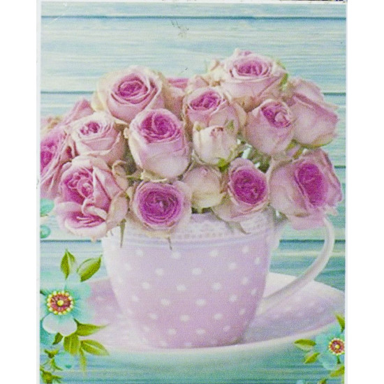 Алмазная мозаика по номерам  30*40см "Розы в чашке" в рулоне (70820 GB)