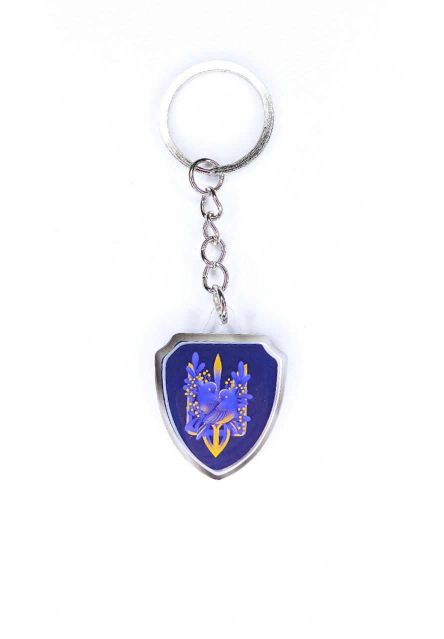 Брелок акриловий  28 х 36мм, шильда 30 х 28мм Жовто-блакитний Unison (UNB-1015)