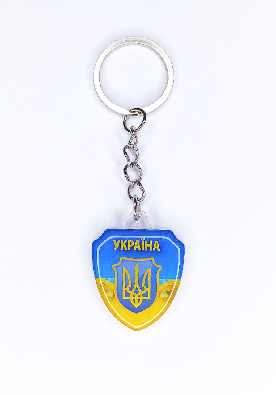 Брелок акриловый шеврон 28 х 36мм, шильда 30 х 28мм Желто-синий Unison (UNB-1016)