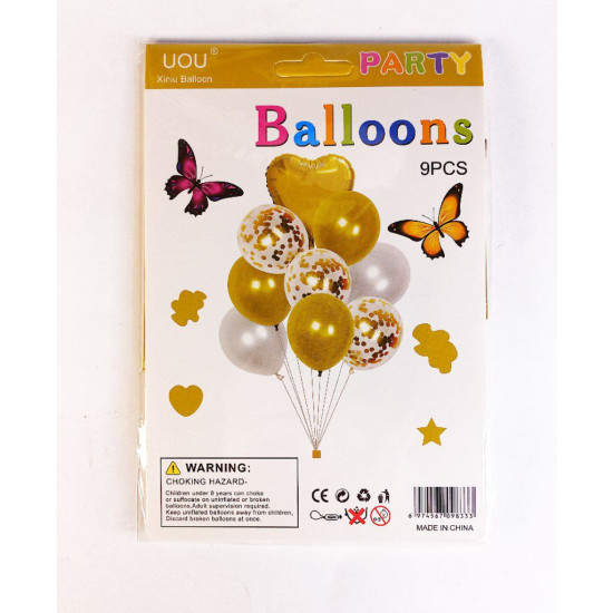 Набір з 9 кульок, Сердечко золоте Золотий Unison (836834-1 gold)