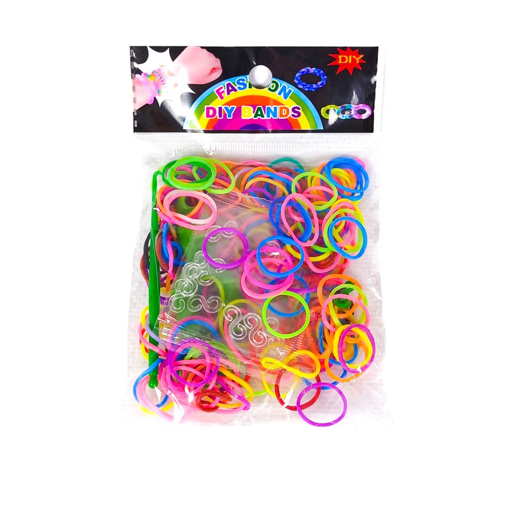 Резинки для плетения браслетов разноцветные 200шт с крючком, рогаткой и клипсами (12шт/уп) Разноцветный Unison (Нт 120.5/13949)