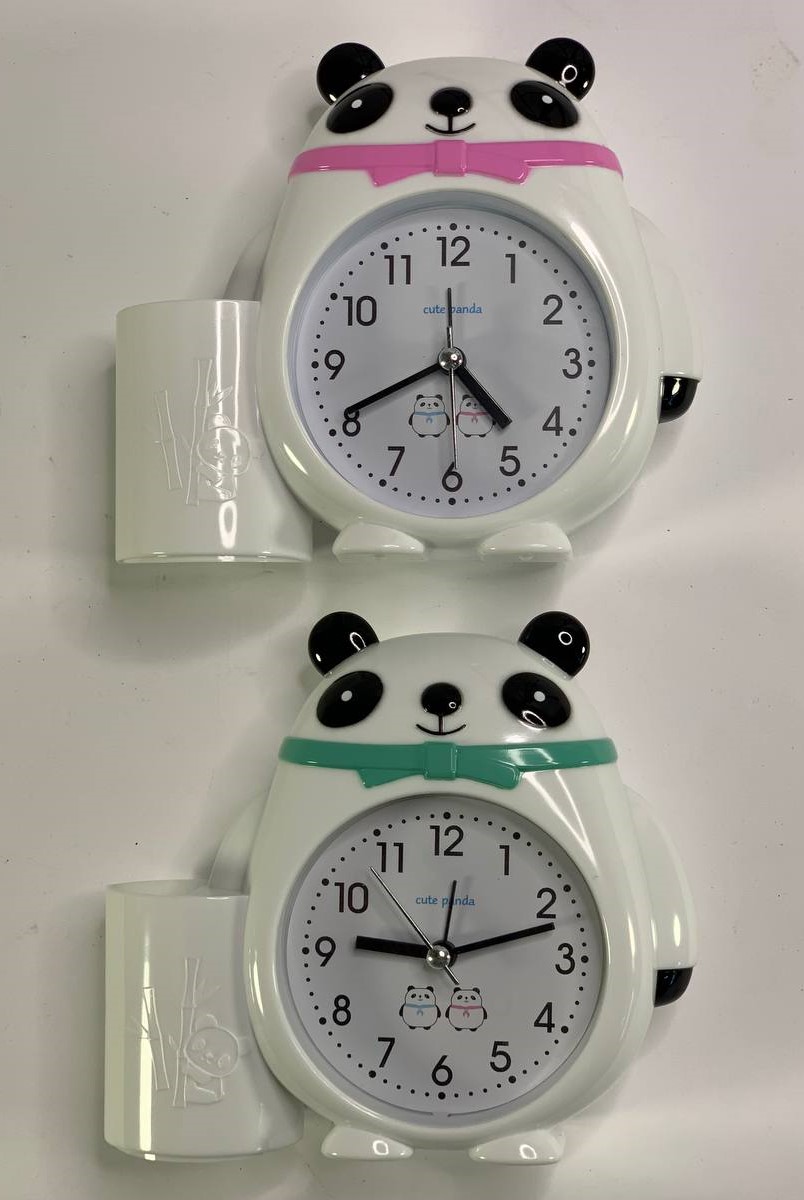 Часы - будильник "Панда" с подставкой стаканом 15см 4 цвета Unison (7054)