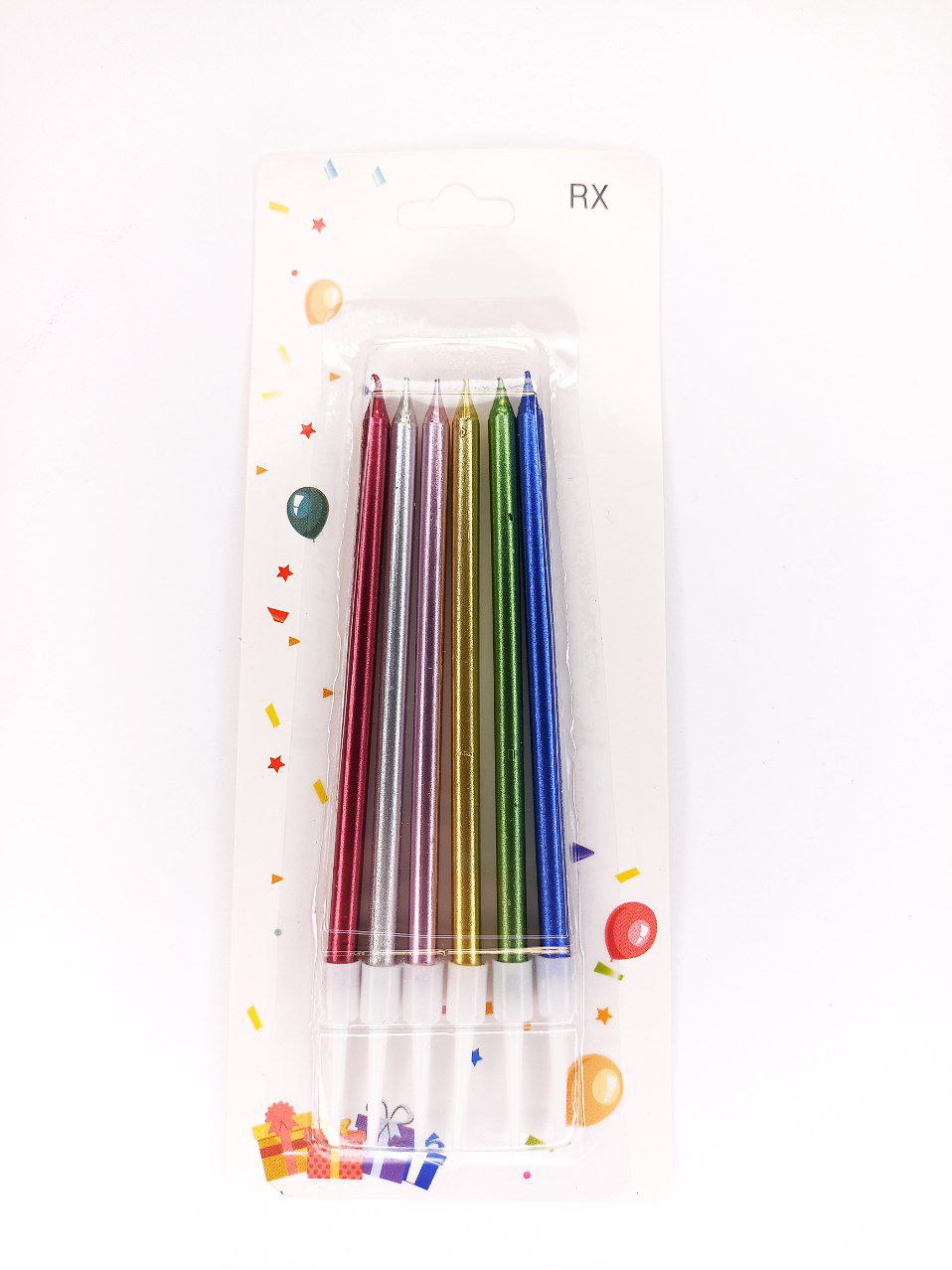 Набір свічок для торту металізований, мікс, 12см, 6шт/уп Різнокольоровий Unison (968727/1282)