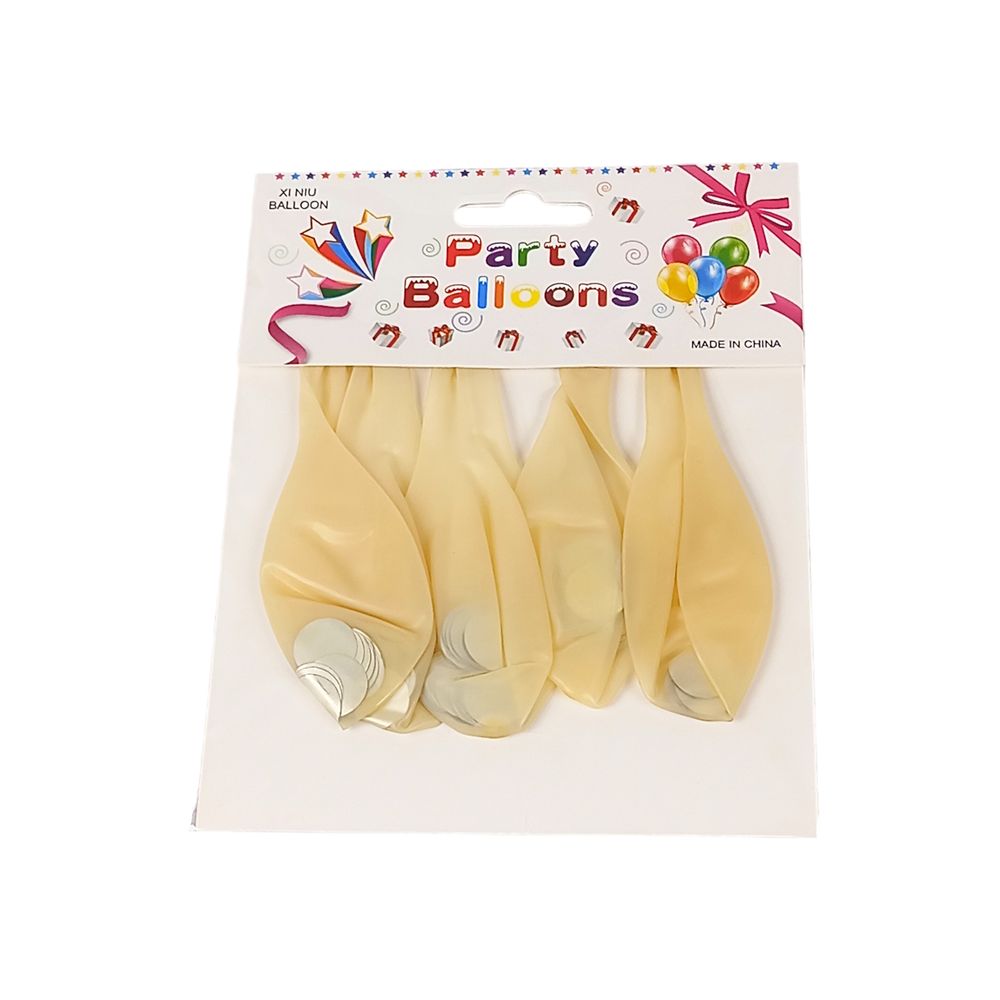 Шарики 10' (26см) конфетти - серебряные кружочки, 5шт/уп Прозрачный Без бренда (1005-102)