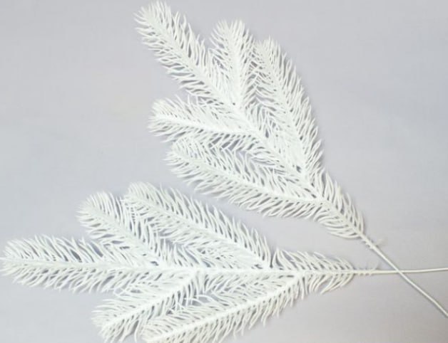 Ветка декоративной белой ели 5 веточек, 28см Белый Unison (D-NY -7)