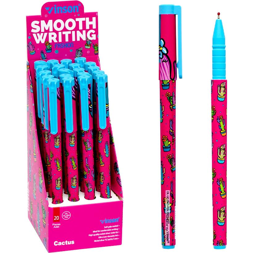 Ручка масляна VINSON "Cactus" синя Різнокольоровий Vinson (A152)