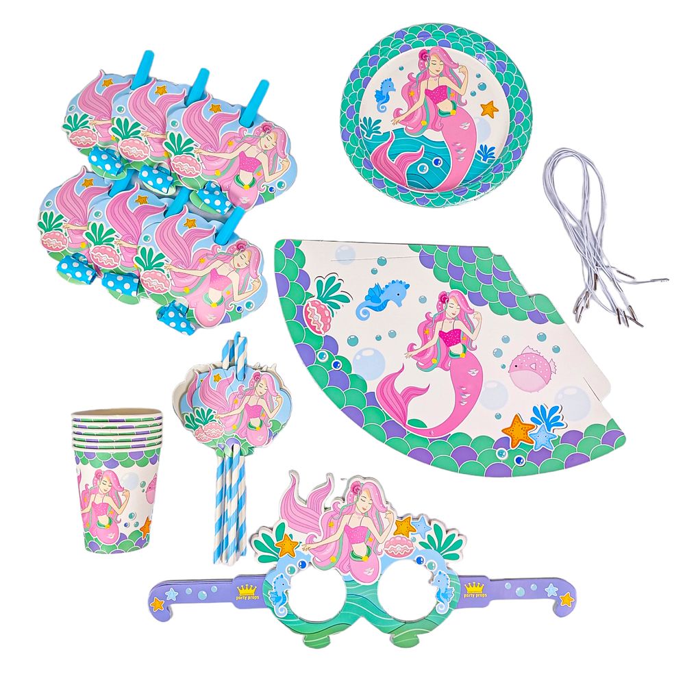 Набір до дня народження "Русалоньки" на 6 персон, 36 предметів Різнокольоровий Без бренду (10321)