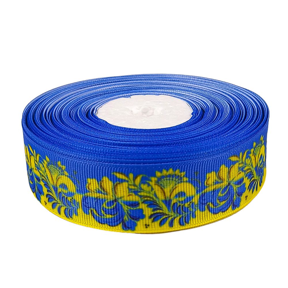 Лента репсовая 25мм х 21м Желто-синий Unison (LR2521-4)