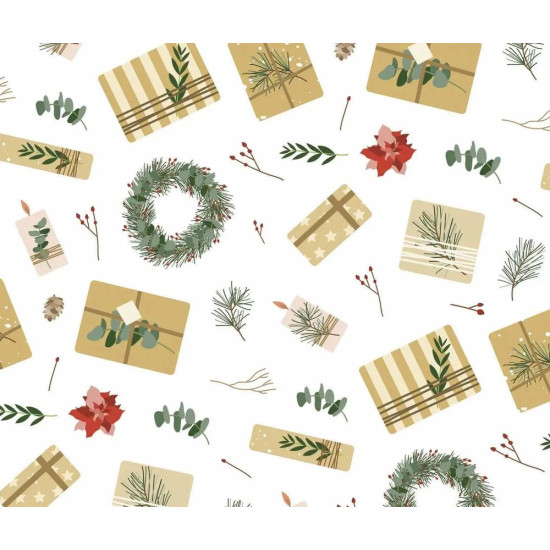 Бумага новогодняя для упаковки подарков 10 листов - 100 х 70 см 50г (PCZ10070-10-561)