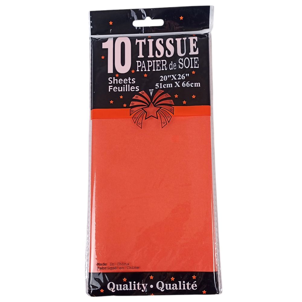 Бумага тишью 10 листов 50 х 66см, 14гр, Оранжевая (CQ303 P-1655)