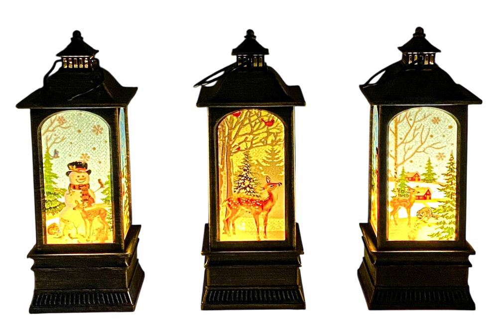 Ліхтар декоративний  новорічний, що свытиться LED "Санта Клаус,Сніговик,Олень" 13 х 5см,бронза,   3 види (ZF-086-C-1)