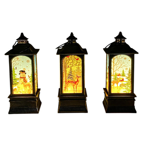 Ліхтар декоративний  новорічний, що свытиться LED "Санта Клаус,Сніговик,Олень" 13 х 5см,бронза,   3 види (ZF-086-C-1)