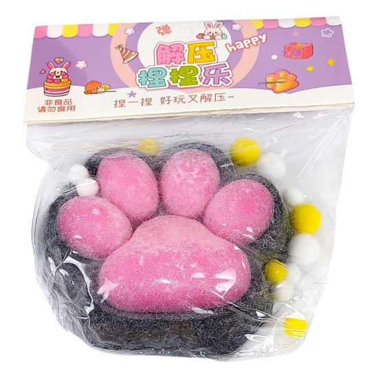 Таба сквіш антистрес  лапка хутряна араматизована 12см  рожева (713002  black + pink)